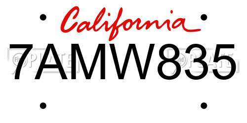 7AMW835 California License Plate