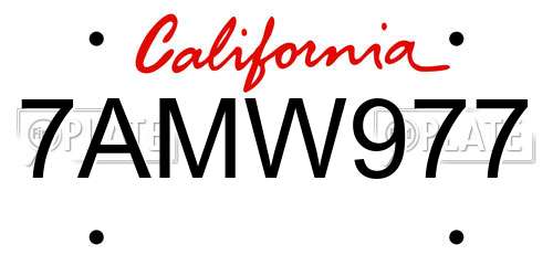 7AMW977 California License Plate