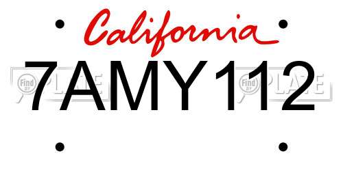 7AMY112 California License Plate