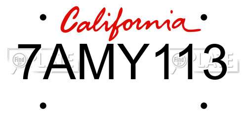 7AMY113 California License Plate