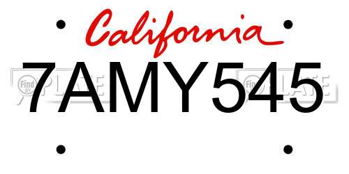 7AMY545 California License Plate
