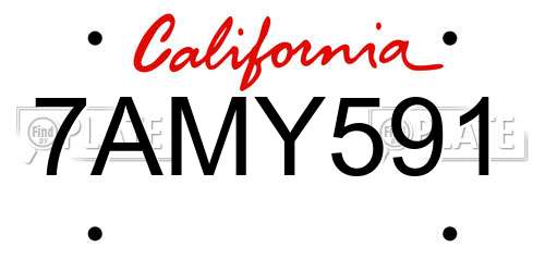 7AMY591 California License Plate