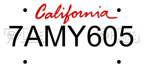 7AMY605 California License Plate