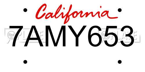 7AMY653 California License Plate