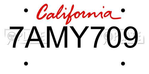 7AMY709 California License Plate