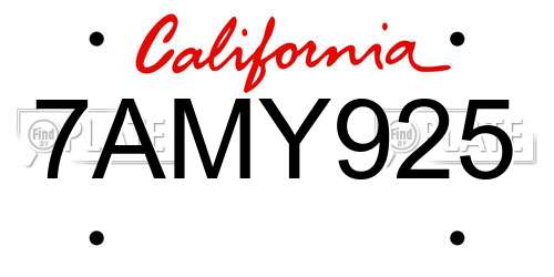 7AMY925 California License Plate