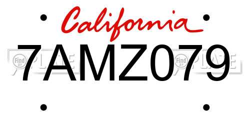 7AMZ079 California License Plate