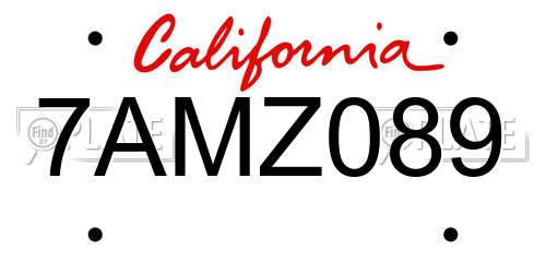 7AMZ089 California License Plate