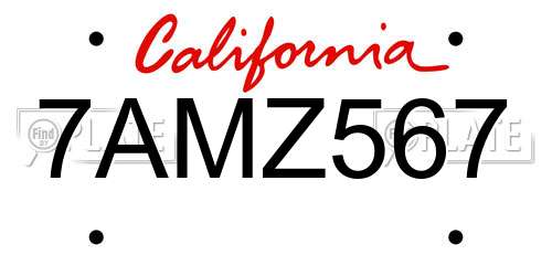 7AMZ567 California License Plate