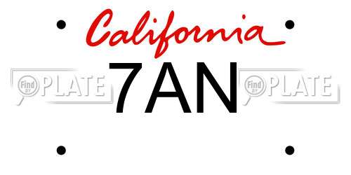 7AN California License Plate