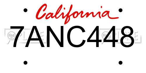 7ANC448 California License Plate
