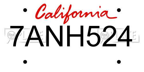 7ANH524 California License Plate