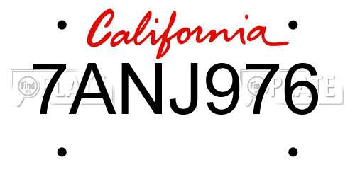 7ANJ976 California License Plate