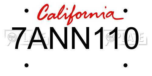 7ANN110 California License Plate