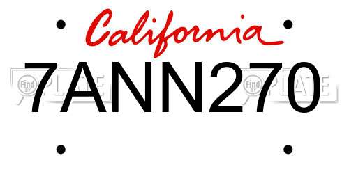 7ANN270 California License Plate