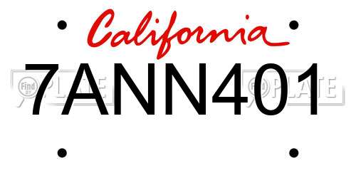 7ANN401 California License Plate