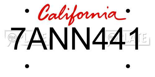 7ANN441 California License Plate