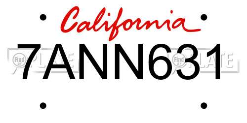 7ANN631 California License Plate