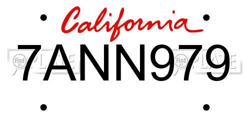 7ANN979 California License Plate
