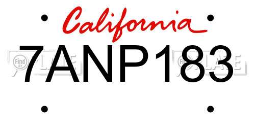 7ANP183 California License Plate
