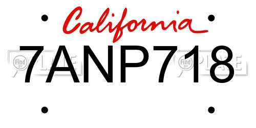 7ANP718 California License Plate