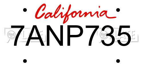 7ANP735 California License Plate