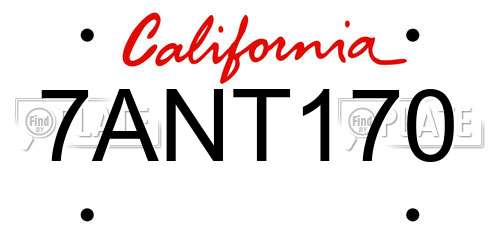 7ANT170 California License Plate