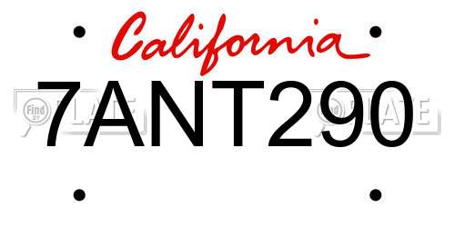 7ANT290 California License Plate