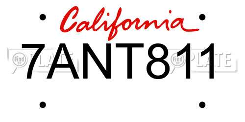 7ANT811 California License Plate