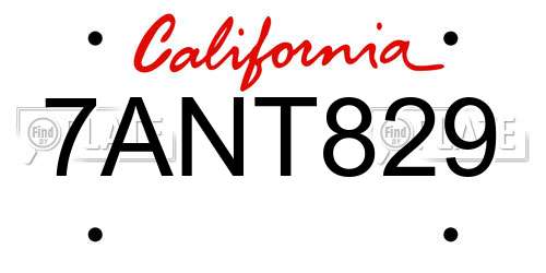 7ANT829 California License Plate