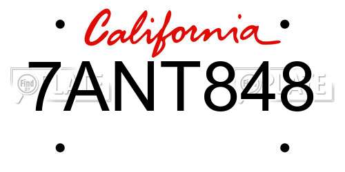 7ANT848 California License Plate