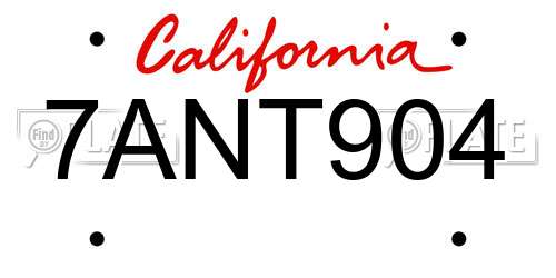 7ANT904 California License Plate