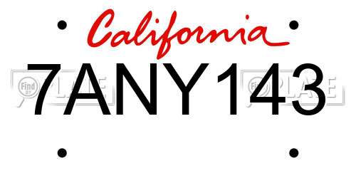 7ANY143 California License Plate