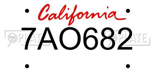 7AO682 California License Plate