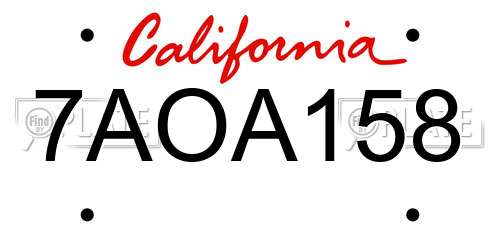 7AOA158 California License Plate