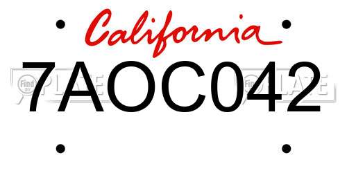 7AOC042 California License Plate