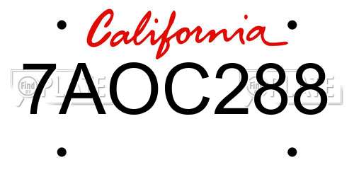 7AOC288 California License Plate