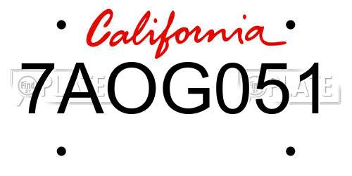 7AOG051 California License Plate