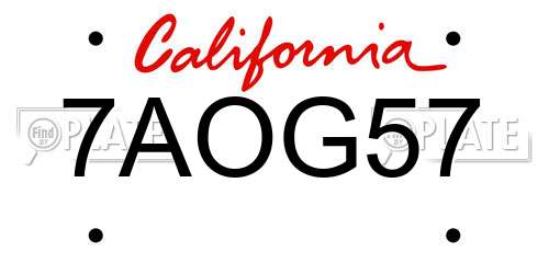 7AOG57 California License Plate