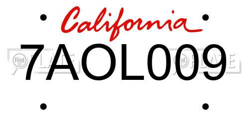 7AOL009 California License Plate