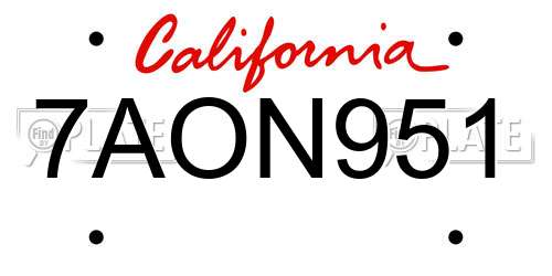 7AON951 California License Plate