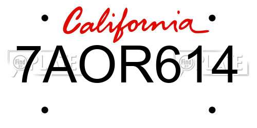 7AOR614 California License Plate