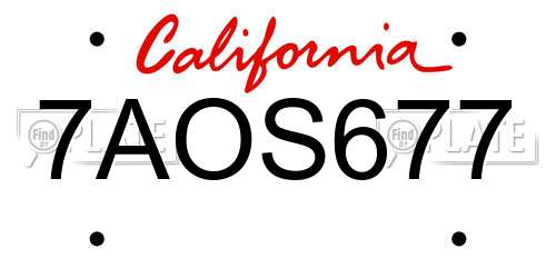 7AOS677 California License Plate