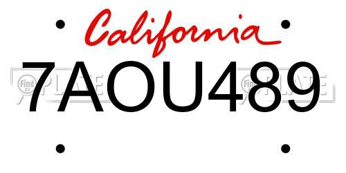 7AOU489 California License Plate