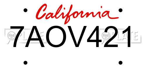 7AOV421 California License Plate