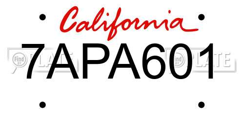7APA601 California License Plate