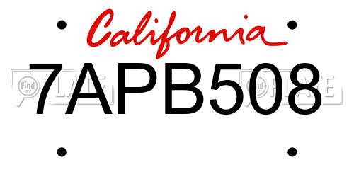 7APB508 California License Plate