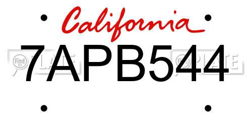 7APB544 California License Plate