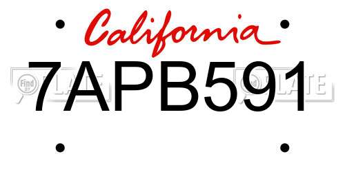 7APB591 California License Plate