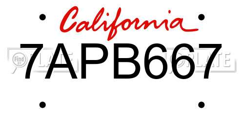 7APB667 California License Plate
